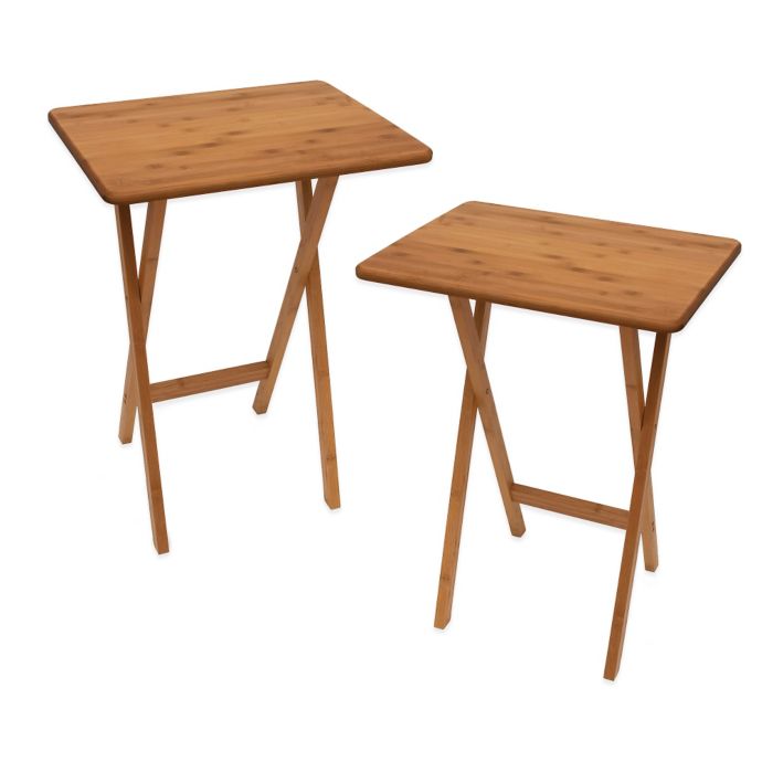 Lipper Bamboo Folding Snack Tables (Set of 2) | Bed Bath ...