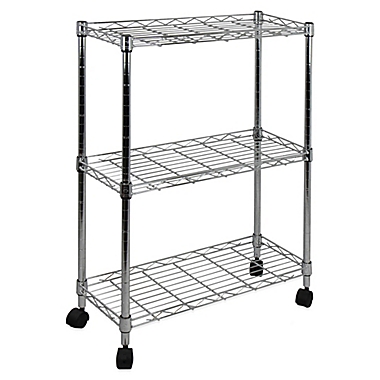 Oceanstar 3-Tier Shelving All-Purpose Utility Cart in Chrome. View a larger version of this product image.