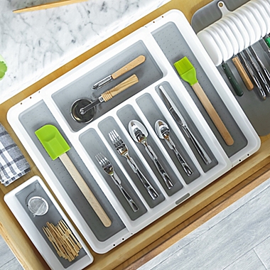 madesmart&reg; Expandable Flatware Organizer  in White/Grey. View a larger version of this product image.