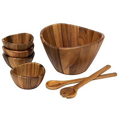 Lipper International Acacia Wood 7-Piece Wave Salad Serving Set. View a larger version of this product image.