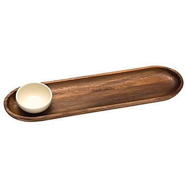 Lipper International Acacia Wood Bread Board with Dip Bowl. View a larger version of this product image.