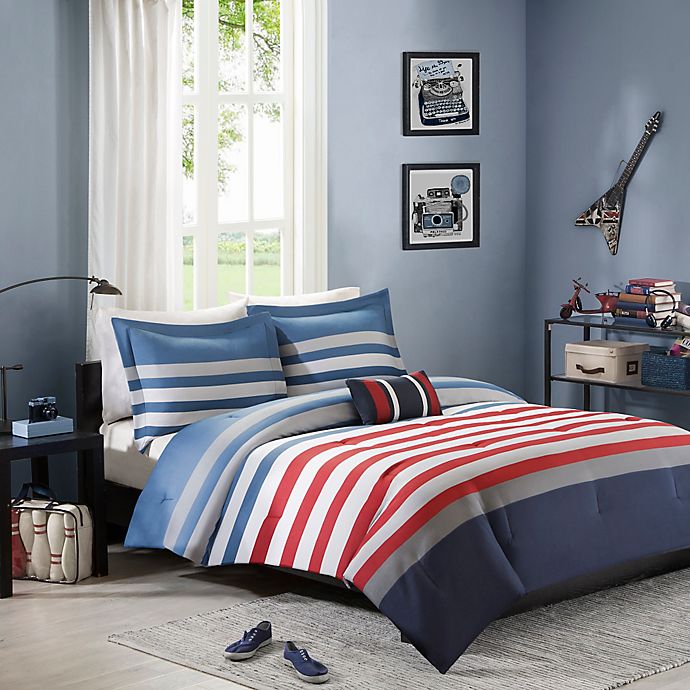 red and blue comforter cotton