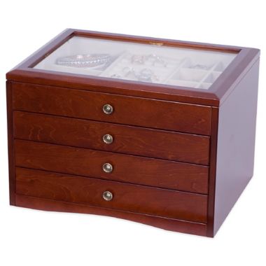 Mele & Co. Tory Glass Top Wooden Jewelry Box in Walnut | Bed Bath & Beyond