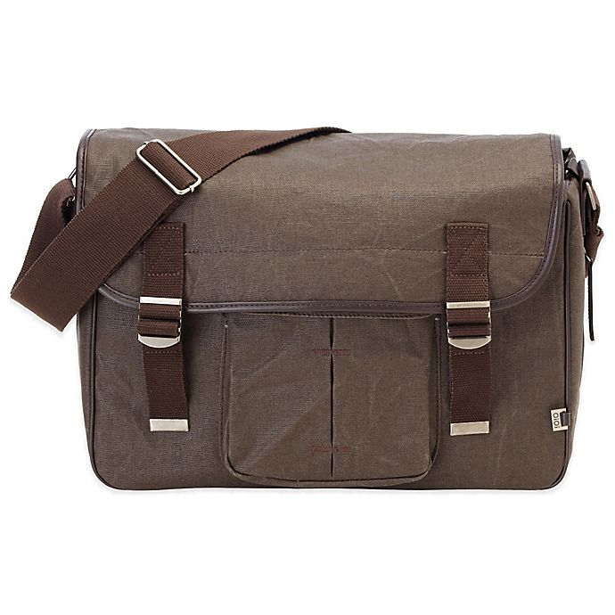 OiOi® Men's Crushed Canvas Satchel Diaper Bag in Chocolate | Bed Bath ...