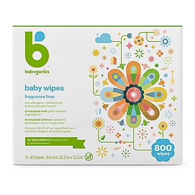 Babyganics Natural Face Hand Baby Wipes Unscented Fragrance Free 800 count 