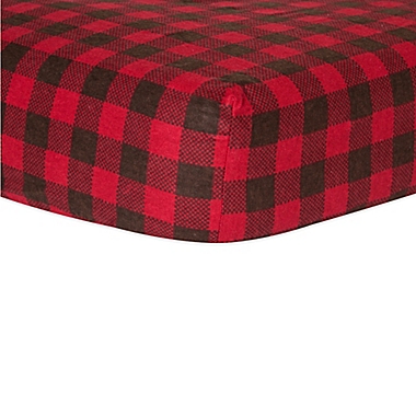 Trend Lab Crib Sheet Brown and Red Buffalo Check 