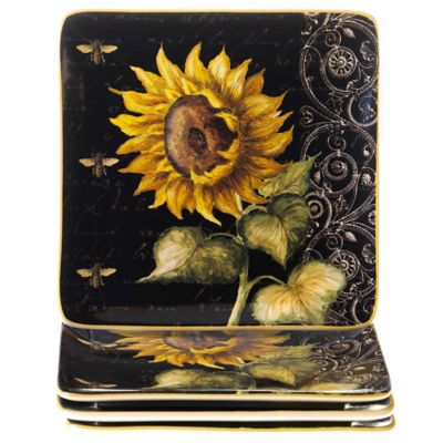 Certified International French Sunflower Salad Plates (Set of 4)