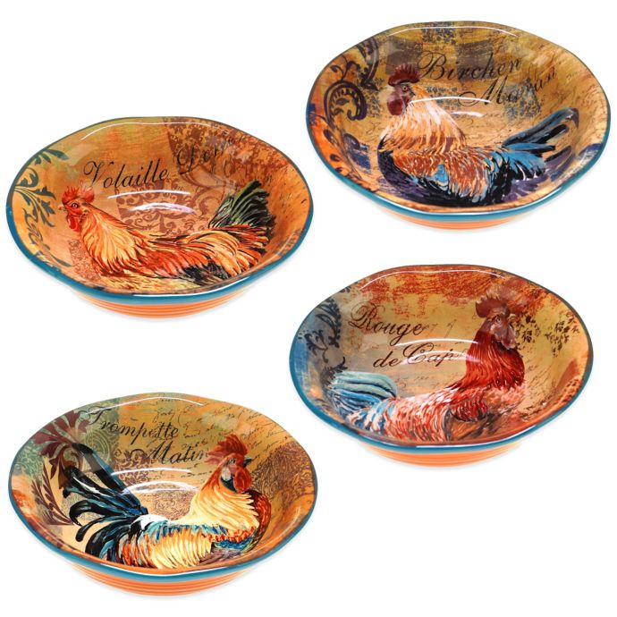 Certified International Rustic Rooster Assorted Soup/Pasta Bowls (Set