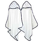 Alternate image 0 for Just Born&reg; Whale and Anchor 2-Pack Hooded Towels in White/Navy