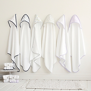 Just Born&reg; Whale and Anchor 2-Pack Hooded Towels in White/Navy. View a larger version of this product image.