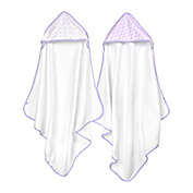 Just Born&reg; Tiki and Emma 2-Pack Hooded Towels in White/Lilac