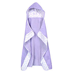 Just Born® Trellis Velour Hooded Bath Towel in White/Lilac