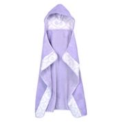 Just Born&reg; Trellis Velour Hooded Bath Towel in White/Lilac