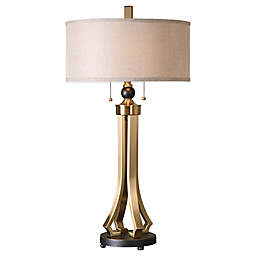Uttermost Selvino Table Lamp in Brushed Brass with Linen Shade