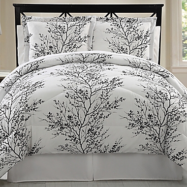 Brown Blue Nature Tree Branches Leaves 8 pc Comforter Set Queen King Bed Bag 