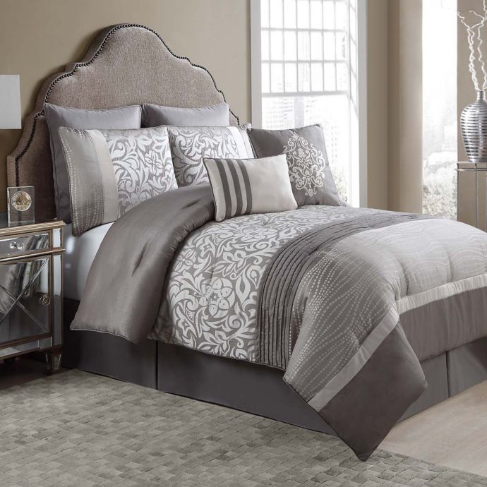 Arcadia 8 Piece Comforter Set In Taupe Ivory Bed Bath Beyond