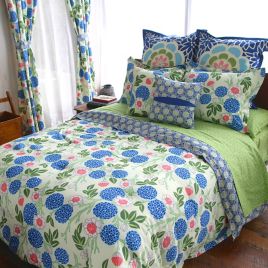 Amy Butler By Welspun Kyoto Reversible Duvet Cover In Blue Green