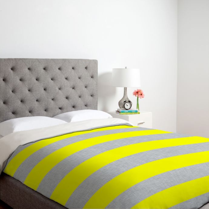 Deny Designs Holli Zollinger Bright Stripe Duvet Cover In Yellow