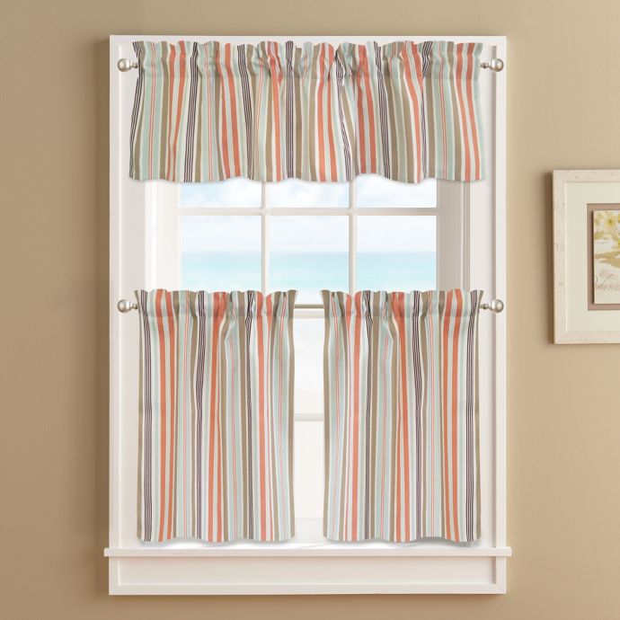 Regatta Stripe Window Curtain Valance in Coral | Bed Bath ...