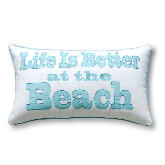 Coastal Oblong Throw Pillow in Aqua Bed Bath & Beyond