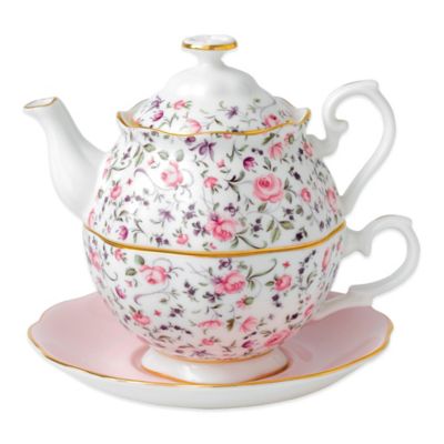 Royal Albert New Country Roses 3-Piece Tea Party For One Set in Rose Confetti