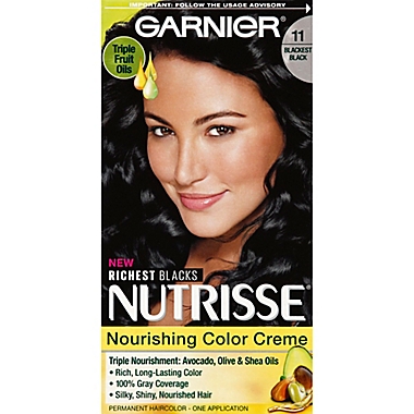 Garnier Nutrisse&reg; Nourishing Color Creme in Blackest Black. View a larger version of this product image.