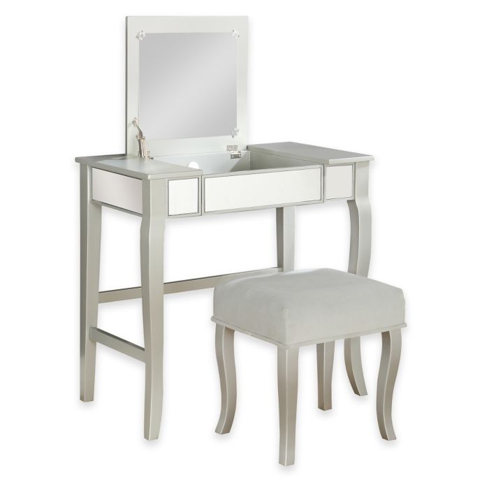 Linon Home Harper Vanity Set In Silver Bed Bath And Beyond Canada