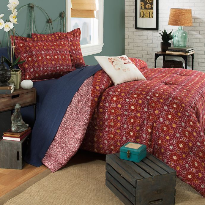 Brooklyn Flat Ceylon Reversible Comforter Set In Red Bed Bath