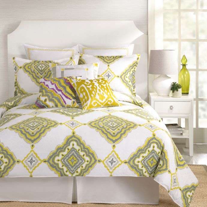 Trina Turk Twiggy Ikat Comforter Set In Yellow Grey Bed Bath