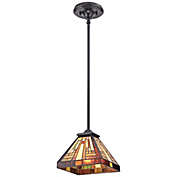 Quoizel&reg; Stephen 1-Light Ceiling-Mount Mini Pendant in Vintage Bronze with Tiffany Shade