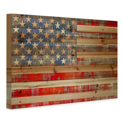 Parvez Taj Stars and Stripes Natural Pine Wood Ink Print 