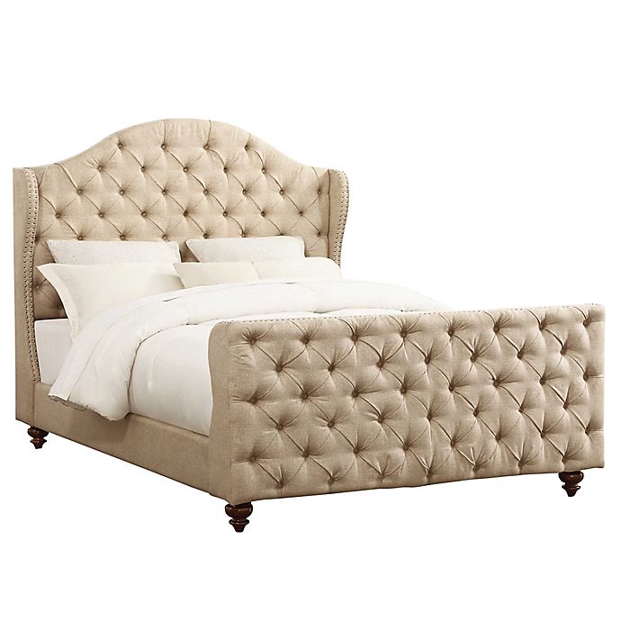 Pulaski Queen On Tufted Linen, Tufted Queen Bed White