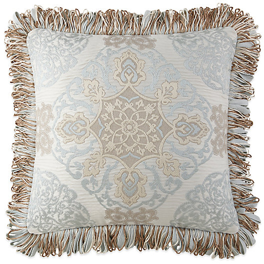 Alternate image 1 for Waterford® Linens Jonet Fringe Square Throw Pillow in Cream/Blue