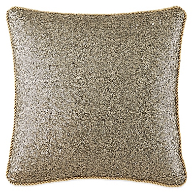 Waterford&reg; Linens Vaughn Sequin Square Throw Pillow in Gold. View a larger version of this product image.