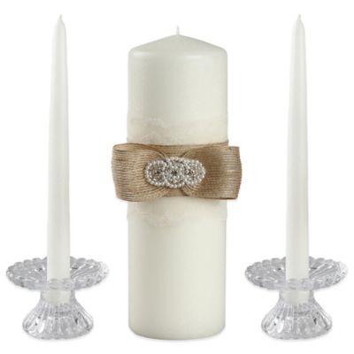 Ivy Lane Design Wedding Accessories Embossed Square Pillar Unity Candle White 