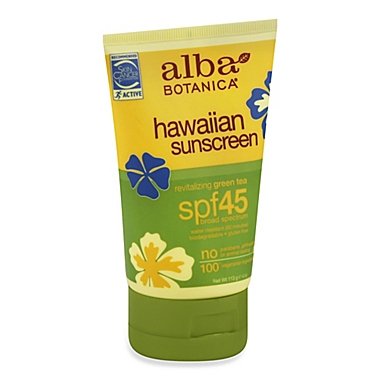Alba Botanica&reg; 4 oz. Hawaiian Revitalizing Green Tea Broad Spectrum Sunscreen SPF 45. View a larger version of this product image.