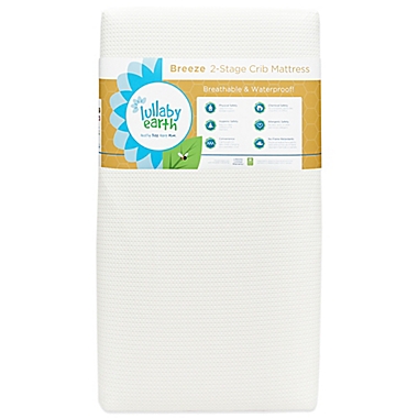 Lullaby Earth&reg; Breeze&trade; Breathable 2-Stage Crib Mattress in White. View a larger version of this product image.