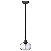 Quoizel Trilogy Mini Pendant Lamp in Old Bronze with Seeded Glass Shade