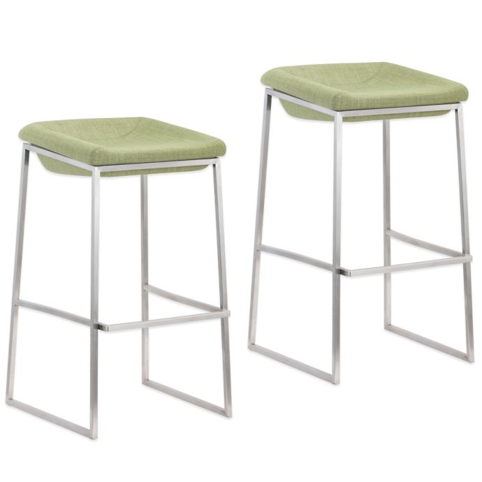 Zuo Modern Upholstered Lids Bar Stools in Green(Set of 2) Bed Bath