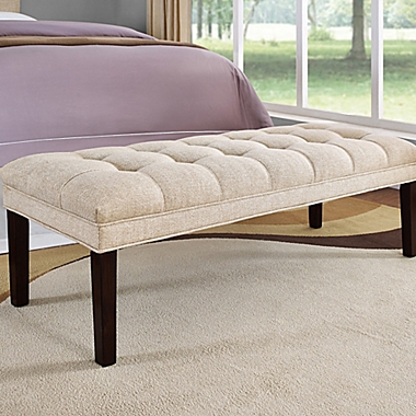 Pulaski Haralson Upholstered Tufted Bed Bench in Off White. View a larger version of this product image.