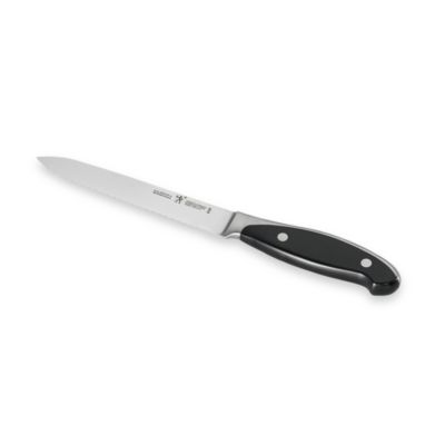 HENCKELS International Forged Synergy 5-Inch Serrated Utility Knife in Black