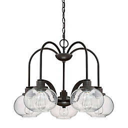 Quoizel® Trilogy 5-Light Dinette Chandelier in Old Bronze with Seeded Glass Shades