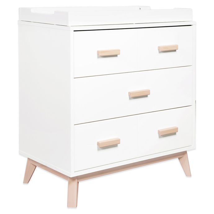 Babyletto Scoot 3 Drawer Changer Dresser In White Washed Natural