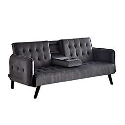 USPride Furniture Koga Velvet Square Arm Sleeper in Grey