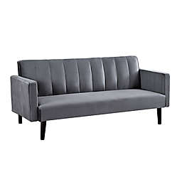 USPride Furniture Benitez Velvet Sofa Bed in Grey