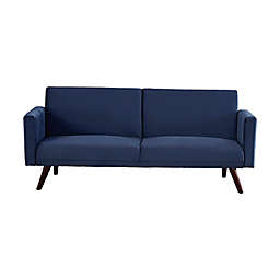 US Pride Furniture® Ridgewood 72-Inch Velvet Square-Arm Sleeper Sofa in Dark Blue