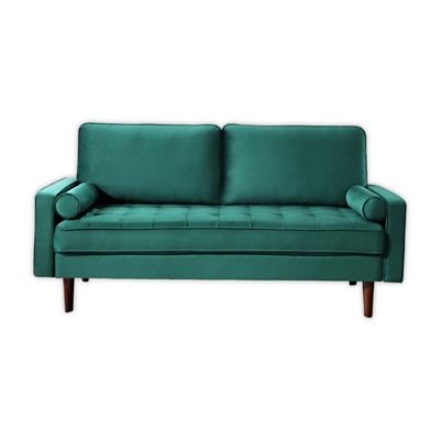 US Pride Furniture&reg; Clovis Velvet Square-Arm Sofa in Green