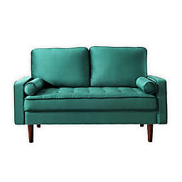 US Pride Furniture® Clovis Velvet Square-Arm Loveseat in Green