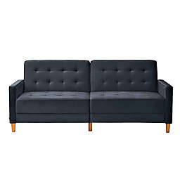 USPride Furniture Cornell Velvet Square Arm Sofa Bed in Black