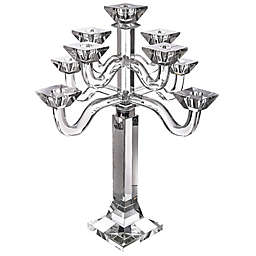 9-Branch Crystal and Sterling Silver Rectangular Base Candelabra in Clear